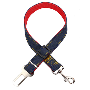 Cinturón de seguridad de asiento de coche para mascotas clásico de nailon vaquero de longitud ajustable - Product Image 2