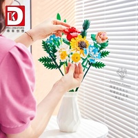 Fomantic bricolage blocs de construction ensembles 600 pièces Rose séché Bouquet modèle en pot jouet plante Illustration maison ornement pour cadeau de vacances
