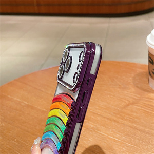 Cover per Cellulare in TPU Elettroplaccato con Effetto Sabbie Mobili Trasparente e Liquido Fluente Arcobaleno per iPhone 17 Air 16 15 14 13 12 Pro Max - Product Image 5