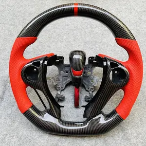 Venta caliente de alta calidad de fibra de carbono negro volante parte superior redonda y de fondo redondo forma para Honda 9th acuerdo 13-17