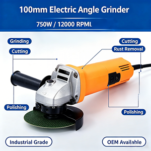 מטחנת זווית חשמלית 100mm 750W בדרגה תעשייתית עם מתג הדק רב תכליתי חיתוך מתכת ליטוש הסרת חלודה - Product Image 6