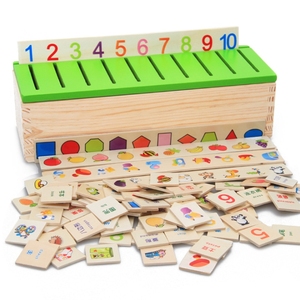 <span class=keywords><strong>Boîte</strong></span> de correspondance <span class=keywords><strong>en</strong></span> <span class=keywords><strong>bois</strong></span> pour l'éducation précoce des enfants, jouets de puzzle de fruits numériques à caractère chinois - Product Image 3
