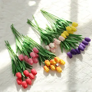 Artificial plant short PU tulip creative ornaments feel simulation flowers