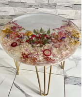 Table basse luxueuse, élégante et écologique en résine époxy et bois de noyer massif, table à fleurs au design pour hôtels