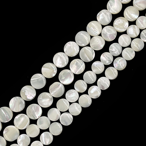 Cuentas de concha redondas planas de 10MM y 12MM de los fabricantes, accesorio de bricolaje de Color Natural para suministro de joyería - Product Image 1