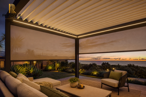 Sistema de Pérgola Motorizada de Aluminio de Lujo RKOVE RK-C2 4*5m con Techo de Láminas y Persianas Laterales para Patio Trasero o Terraza - Product Image 4