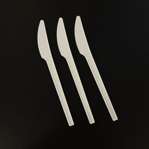 Couteaux dentelés compostables CPLA blancs personnalisables avec logo, fournis en gros par l'usine, couverts jetables biodégradables - Product Image 5