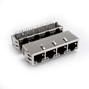 1X4 Poort 1000 Basis-T <span class=keywords><strong>Ethernet</strong></span> Connectoren Afgeschermd Met Leds Rj 45 Female Jack Jg46204ae Meerdere Poort Connectoren Rj45 Cat6 - Product Image 1