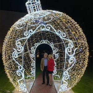 Luci Decorative Natalizie 3D a LED con Motivo Impermeabile da Esterno Struttura Metallica Ornamento Gigante Fatto a Mano Luci ad Arco e Sfera per Centri Commerciali - Product Image 3