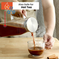 Jingsheng Pichet en verre borosilicaté 1,5 L avec couvercles en acier Design carré unique pour accessoires de bouilloire à thé et jus d'eau froide