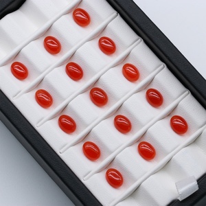 Cabujones Ovalados de Ágata Roja Natural, Piedras Sueltas Pulimentadas para Colgantes y Anillos, Cuentas de Ágata Roja a Granel, <span class=keywords><strong>Calcedonia</strong></span> - Product Image 1