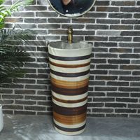 Lavabo sur pied HONGDEC Blue Lotus, lavabo sur pied cylindrique, lavabo de salle de bain