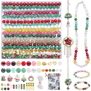 Zhubi Christmas Gemstone Glass Beads Mix 1305pcs DIY Christmas Tree Decorations Ornaments Assorted Beads for Jewelry Making