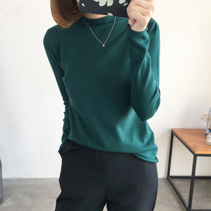 Camisola 2021 Novo Outono/inverno de manga comprida Colarinho Meia-alta Desgaste Exterior Fino Mid-neck Pullover Blusa Fina Camisa de Assentamento Mulheres - Product Image 5