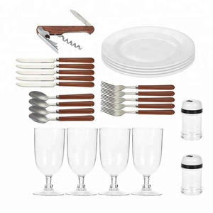 Cestino da Picnic <span class=keywords><strong>in</strong></span> <span class=keywords><strong>vimini</strong></span> di salice di legno personalizzato per 4 cestini di stoccaggio artigianali - Product Image 3