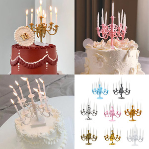 Retro European Style Plastic Candlesticks 3+ <b>Wicks</b> Disposable Cake Decorations Birthday Party Props - Product Image 5