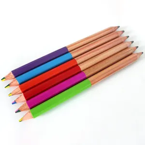 Haute qualité 7 pouces en bois Jumbo taille une pointe avec magique 4 en 1 crayons de couleur une pointe avec crayon à plomb noir pour les enfants