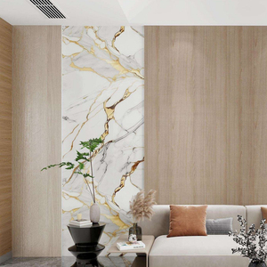 Échantillon gratuit de panneau mural acoustique en feuille UV <span class=keywords><strong>Plaque</strong></span> murale imperméable dorée Panneaux muraux en marbre PVC pour décoration intérieure de chambre à coucher - Product Image 2