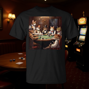 T-shirt pour les amateurs de chats et de poker, chats jouant au poker, cartes de jeu de casino pour les passionnés de poker - Product Image 3