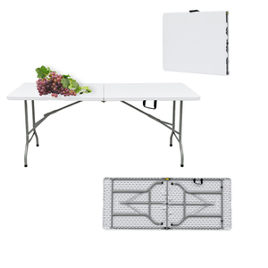 Venta al por mayor precio barato 6 pies mesa plegable al aire libre boda fiesta Hotel banquete comedor blanco mesa plegable de plástico - Product Image 1