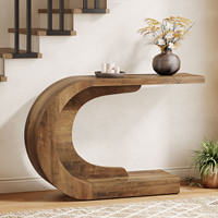 Table console Tribesigns 110 cm style farmhouse, table d'appoint en bois pour entrée, couloir, salon, hall d'entrée, brun vintage