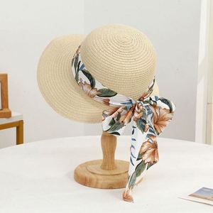 Wholesale Summer Outdoor Travel Casual Image Style Women Paper Straw Sun Beach <b>Hat</b> with Bow - Product Image 3