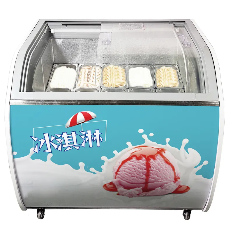 LK Series Ice Cream Display Congélateur Logo personnalisé Autocollant Vitrine de crème glacée sans couvercle en verre 110v/220v