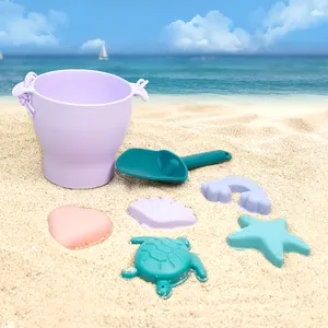 批发双酚a免费食品级硅胶可爱七彩熊图案模型硅胶沙滩玩具套装