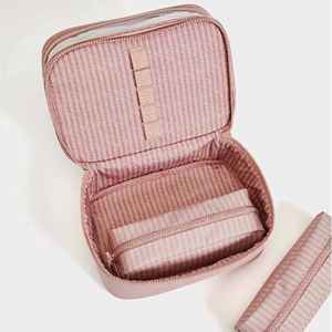 Sac de rangement de maquillage portable de voyage à grande capacité, double couche, transparent en PVC, sac de toilette pour femme, trousse de cosmétiques - Product Image 4