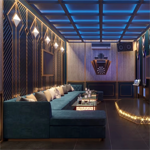 Canapé d'angle moderne en U pour fabricants, canapé <span class=keywords><strong>VIP</strong></span> en velours écologique bleu lac pour discothèque, mobilier de salon - Product Image 2