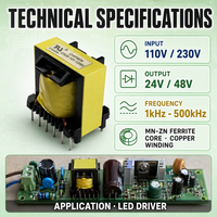 Transformateurs SMPS ER28 à haute fréquence, haute efficacité, faible inductance de fuite, en cuivre pur pour LED 12V 24V HV