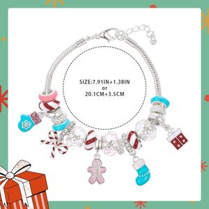 <span class=keywords><strong>Pulsera</strong></span> de dijes navideños de moda, estilo <span class=keywords><strong>Pandora</strong></span>, con hombre de jengibre, guantes azules y calcetines, para mujer, regalo, venta al por mayor, personalizada - Product Image 2