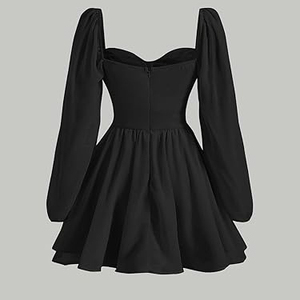 Abito Elegante Vintage da <span class=keywords><strong>Donna</strong></span> Casual con Colletto Quadrato in Chiffon Trasparente e Tulle, Vestito <span class=keywords><strong>Principessa</strong></span> Traspirante e Lavabile - Product Image 5