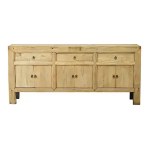 Chinese classic recycled elm wood antique natural living room large long cabinet sideboard