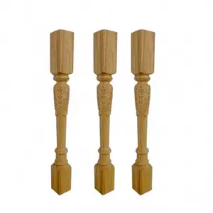 High Quality Cheap Antique Wood Carving Columns Pillars Square Graphic Design Hard Maple Column