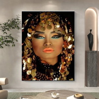 Prix de gros femmes noires mur Art déco abstrait fille africaine affiche peinture Art américain africain toile peinture