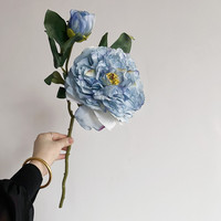 2 têtes de pivoines françaises vintage à bord brûlé arrangement de fausses fleurs table de salon décoration de bouquet de fleurs à effet séché