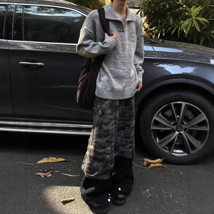 <span class=keywords><strong>Pull</strong></span> tricoté haut de gamme <span class=keywords><strong>gris</strong></span> <span class=keywords><strong>vintage</strong></span> américain à col en V ample pour homme - Collection automne-hiver - Product Image 4