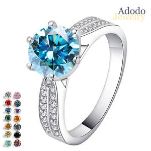 Directo <span class=keywords><strong>de</strong></span> fábrica 0.5CT VVS GRA color Moissanite compromiso promesa joyería 925 plata esterlina Starlight Queen anillos para mujeres - Product Image 1