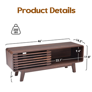 Living Room TV Stand for TV up to 59 Inch with <b>Storage</b> Cabinet Sliding Door Mid-Century <b>Console</b> <b>Table</b> - Product Image 4