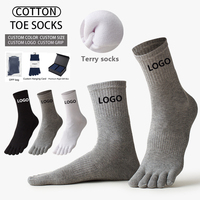 Chaussettes de sport pour hommes en coton épais et respirant, à cinq doigts, avec personnalisation de haute qualité, chaussettes à bout en tissu éponge