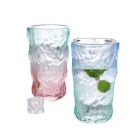 Grand verre à bière droit en verre dégradé Glacier, résistant à la chaleur, réutilisable, pour café, boissons froides, bar à domicile, vente en gros de verrerie