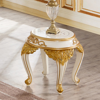 Ensemble Table Basse Luxe Royale Or Style Européen, Meuble de Maison Classique Français Grande Table Basse en Bois pour Salon