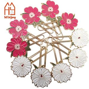 Graffette in metallo carine a forma di fiore personalizzate Clip di carta durevole segnalibro 50MM <span class=keywords><strong>L</strong></span> grandi dimensioni Slip in smaltato artigianale - Product Image 6