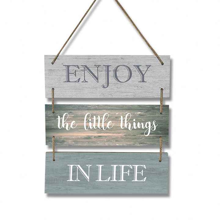 Enjoy The Little Things Wall Sign – Rustic Wooden Hanging Decor Plank For Living Room, Bedroom, Porch (Gray Series) - View #2