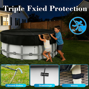 Cubierta Redonda para Piscina Inflable de 12 Pies, Resistente al Desgarro, al Polvo, al Viento y al Agua, Fabricada <span class=keywords><strong>con</strong></span> <span class=keywords><strong>Tela</strong></span> Oxford 210D 420D 600D - Product Image 4