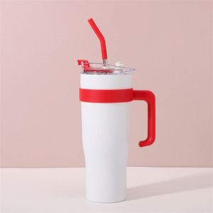 Car Ice Bully <b>Handle</b> <b>Travel</b> Tumbler 40oz Double Wall Vacuum <b>Mug</b> Lid Straw Anti-Slip OEM Custom Logo - Product Image 4