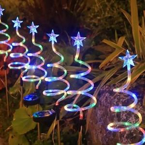 Năng lượng mặt trời LED xoắn ốc Sao Cây giáng sinh ánh sáng ngoài trời không thấm nước sân vườn kỳ nghỉ gấp dây đồng cổ tích trang trí ánh sáng - Product Image 2