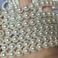Perles de verre en gros de 3-14 mm, perles imitation perle, plusieurs tailles, longueur 15 pouces/brin, perles de verre blanc nacré pour la fabrication de bijoux