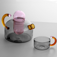 Nouvelle conception Bouilloire à thé en verre borosilicate haute résistance Infuseur à thé résistant à la chaleur Ensemble de théière Pichet en verre pour boire